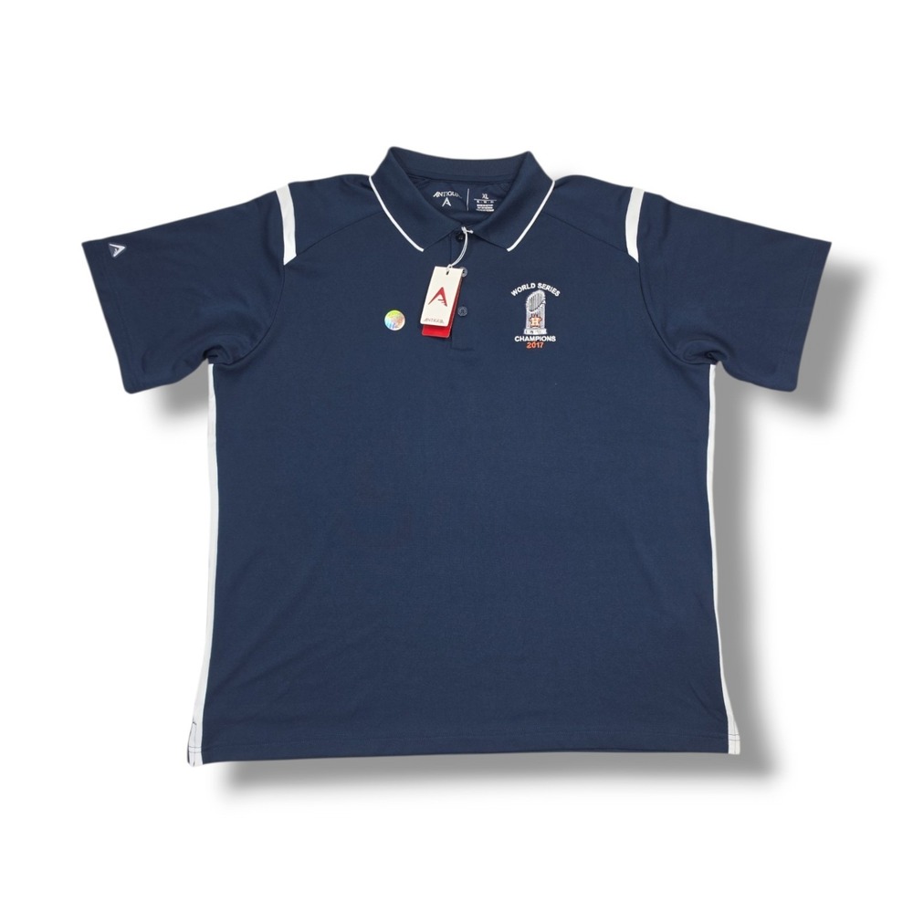 Antigua MLB 2017 World Series Huston Astros Navy Blue Polo Shirt Men's XL